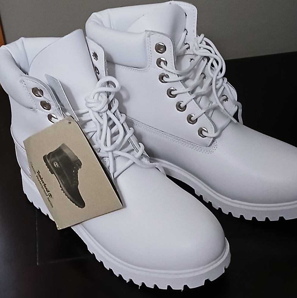 Timberland White Lace-Up Boots